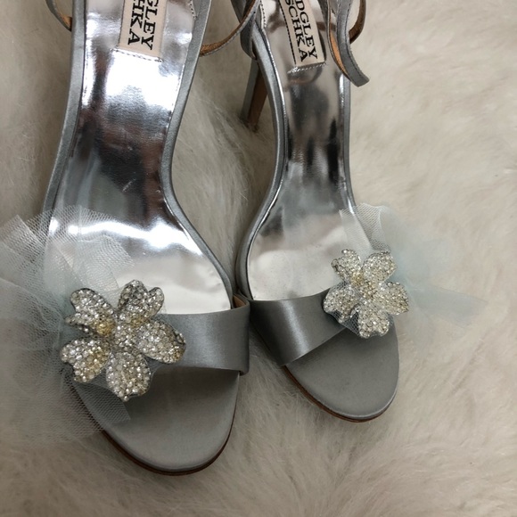 Badgley Mischka Rafaela Evening Flower Mesh Heels - Picture 6 of 10